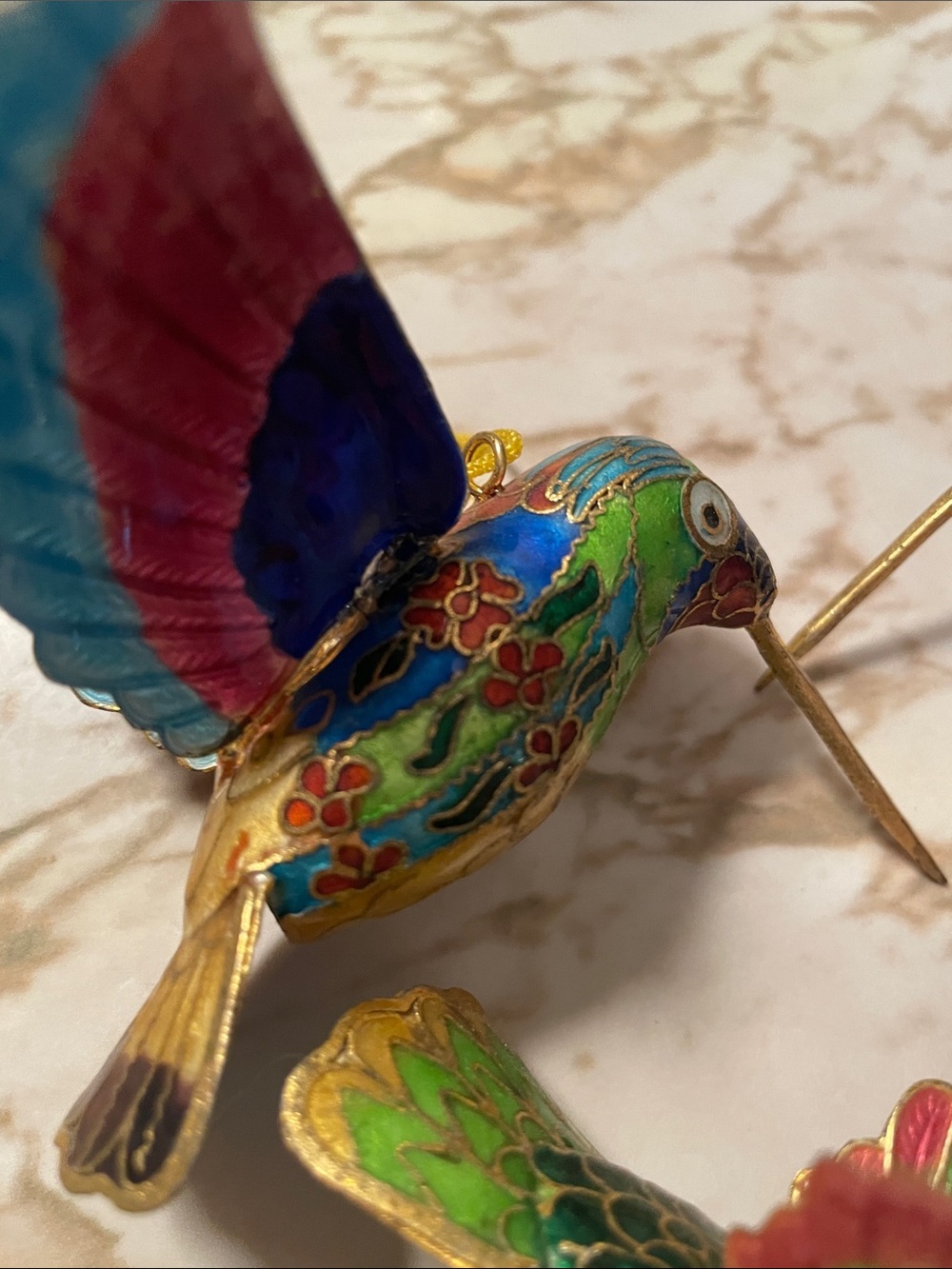 Colorful Cloisonné Hummingbird Ornament - Multicolor Set of (4) - Picture 8 of 9